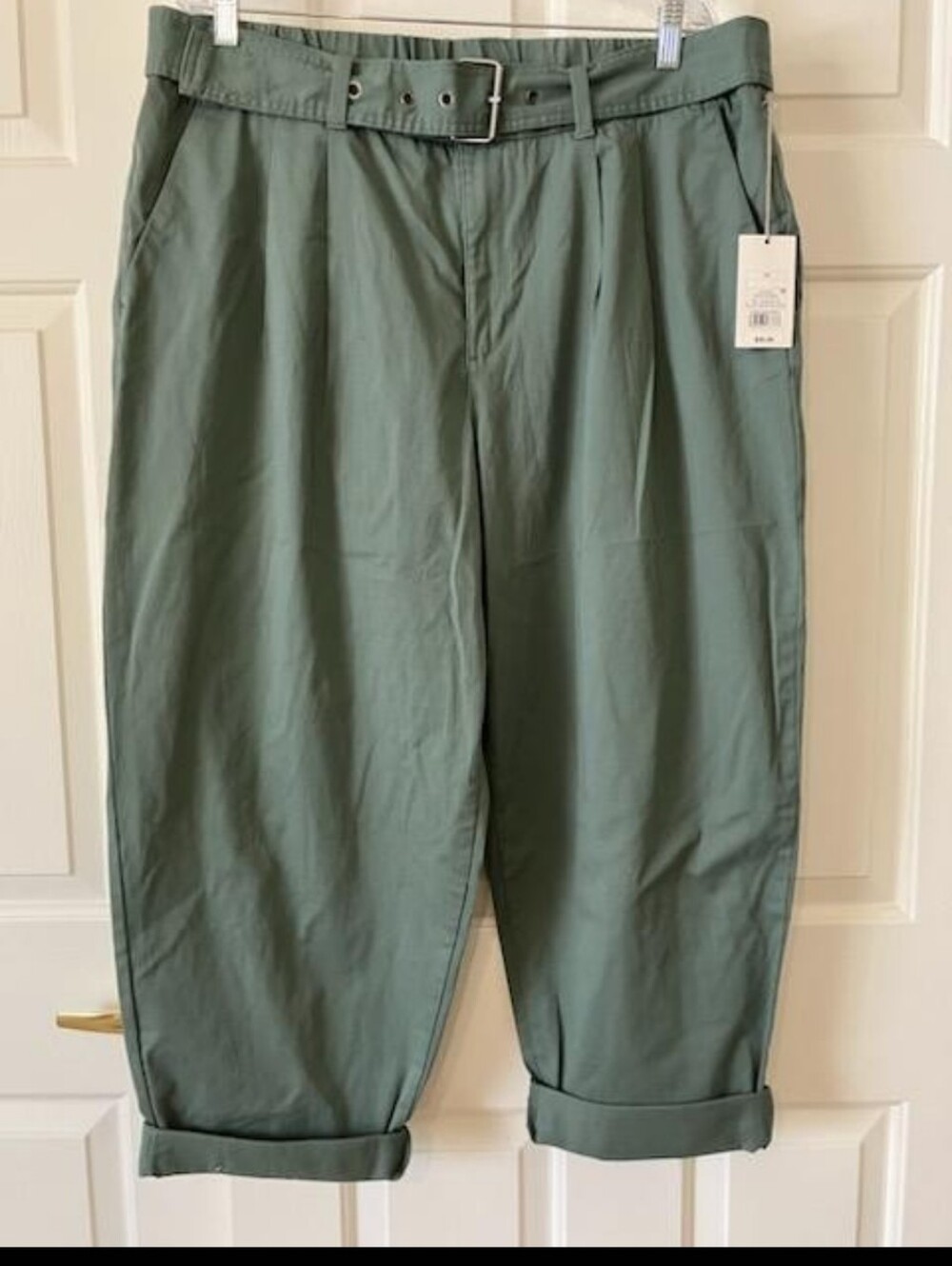Olive Green Belted Trousers
